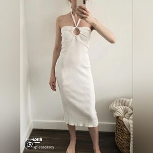 Zara Ribbed Halter Midi Dress